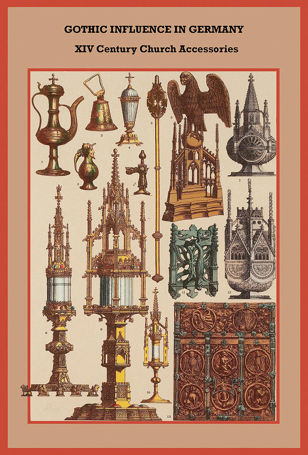 Gothic influence in Germany XVI Century Church accessories Painting by Friedrich  Hottenroth