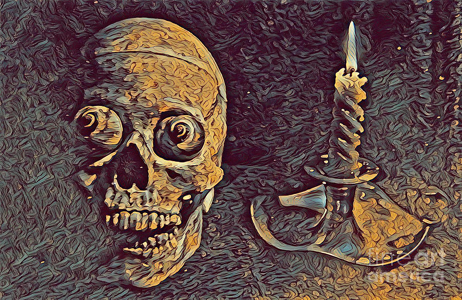 Skull Mixed Media - Gothic Medieval Still Life  by John Malone