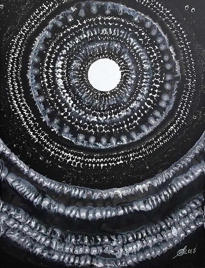 Black And White Painting - Gothic Waves original painting by Sol Luckman