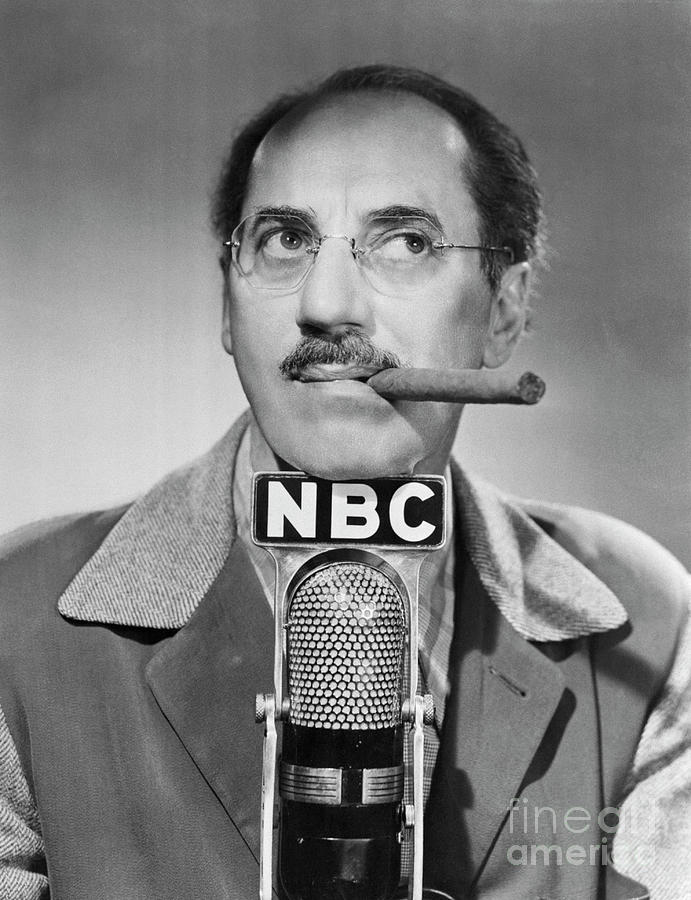 Goucho Marx Posing With Nbc Microphone Photograph by Bettmann