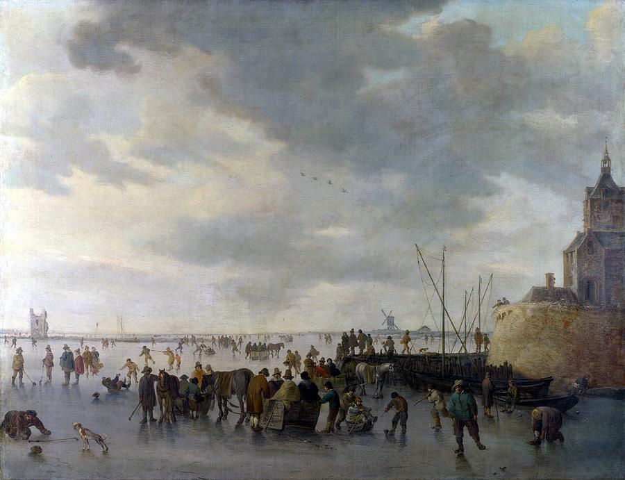 GOYEN, Jan van - A Scene on the Ice near Dordrecht Painting by European ...