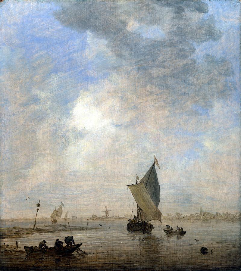 GOYEN, Jan van - Fishermen hauling a Net Painting by European Paintings ...