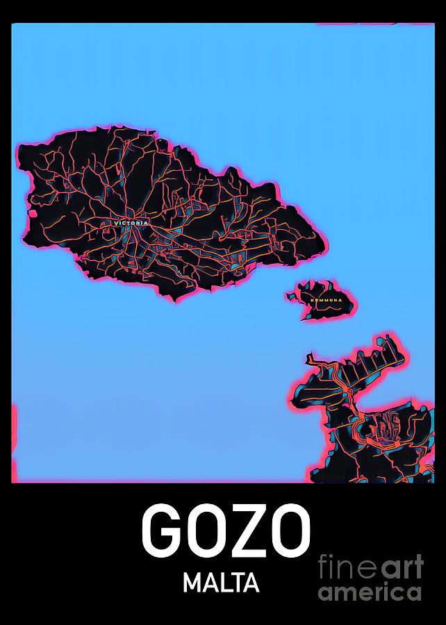 Gozo map Digital Art by HELGE Art Gallery