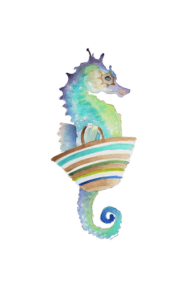 Seahorse Painting - Grab Your Beach Bag II by Lanie Loreth