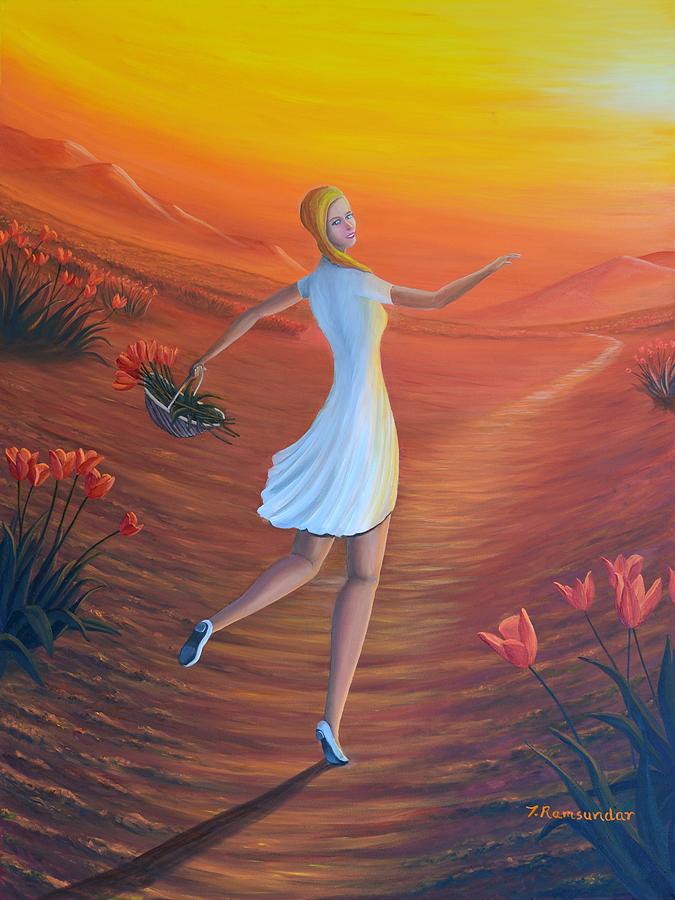 Grace in Tulip Valley  Painting by Torrence Ramsundar