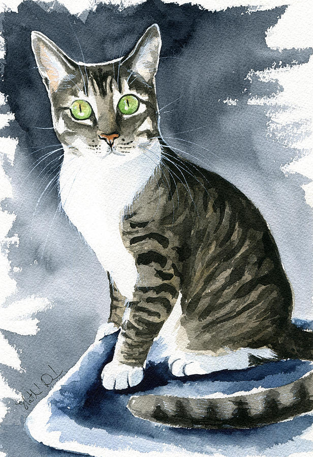 Gracie Mae Cat Painting Painting by Dora Hathazi Mendes