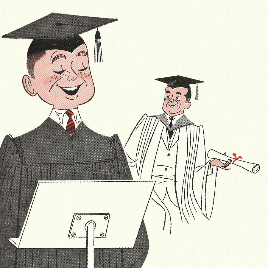 Vintage Drawing - Graduate Giving a Speech by CSA Images