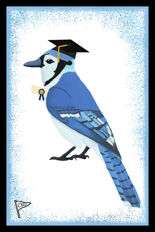 Blue Jay Digital Art - Graduation Blue Jay by College Mascot Designs