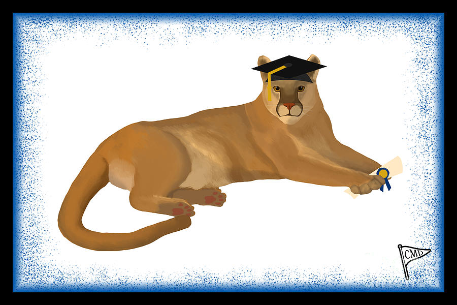 Sports Digital Art - Graduation Cougar Blue by College Mascot Designs