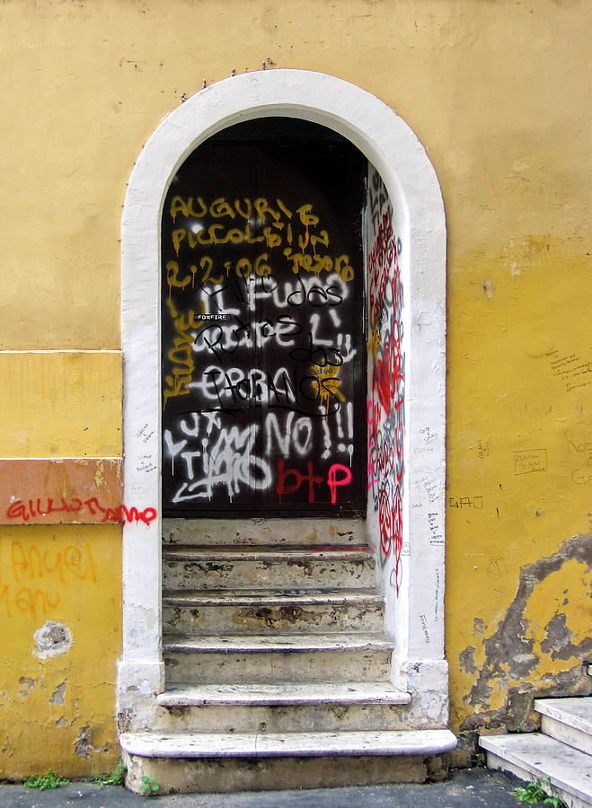Graffiti Door in Rome Photograph by Ginger Stein