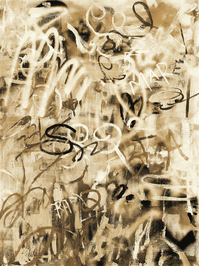 Abstract Painting - Graffiti Love Sepia by Danhui Nai