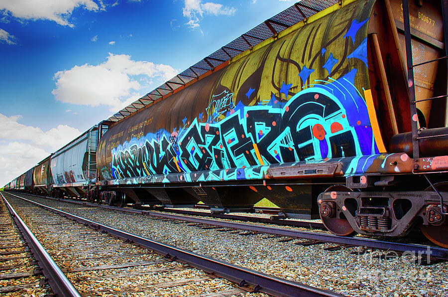 Train Photograph - Graffiti On The Rails 3 by Bob Christopher