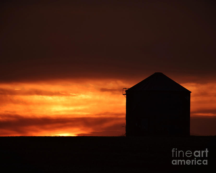 Grain Bin Sunset Photograph by Kathy M Krause