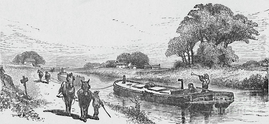 Grain-boat On The Erie Canal Drawing by Print Collector