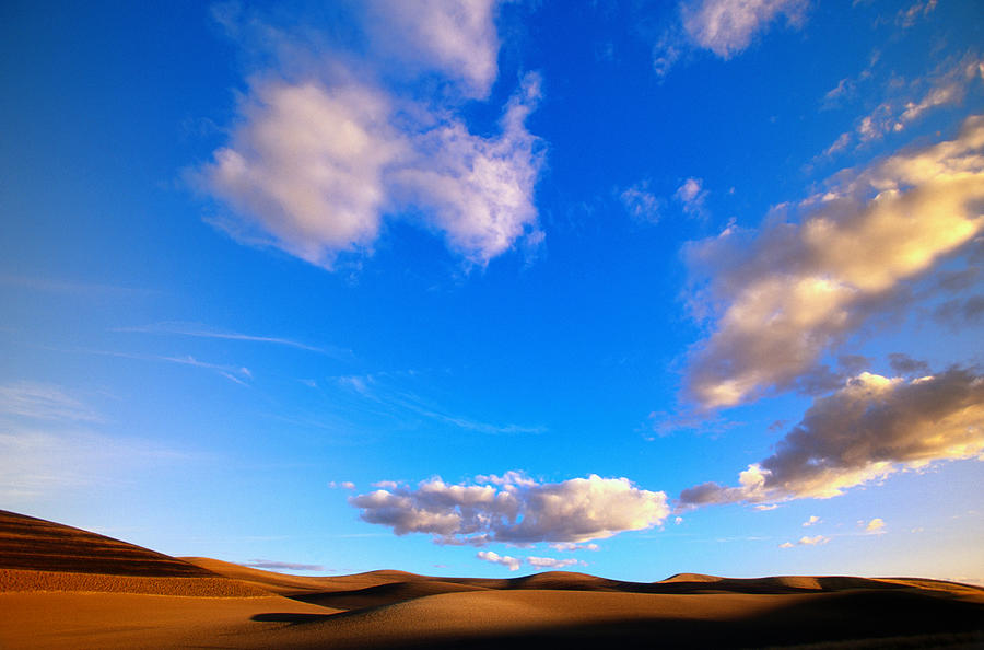 Grain Fields, Low Cumulus Clouds, Blue Photograph by Eastcott Momatiuk