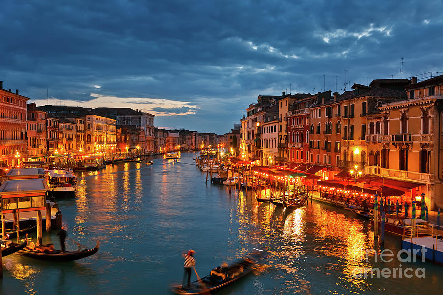 Grand Canal At Night, Venice Photograph by Sborisov - Pixels