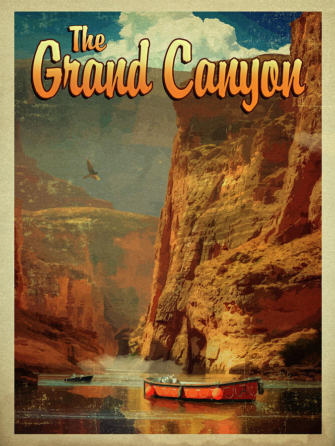 National Parks Mixed Media - Grand Canyon Drift Boats by Old Red Truck