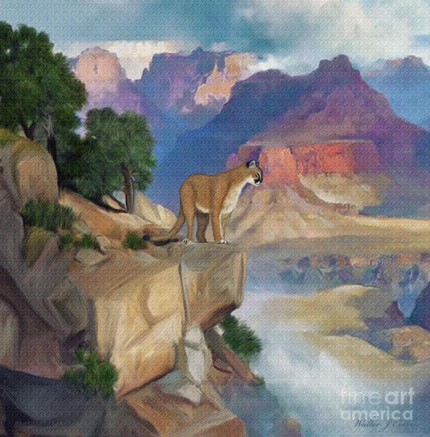 Grand Canyon Mountain Lion Digital Art by Walter Colvin
