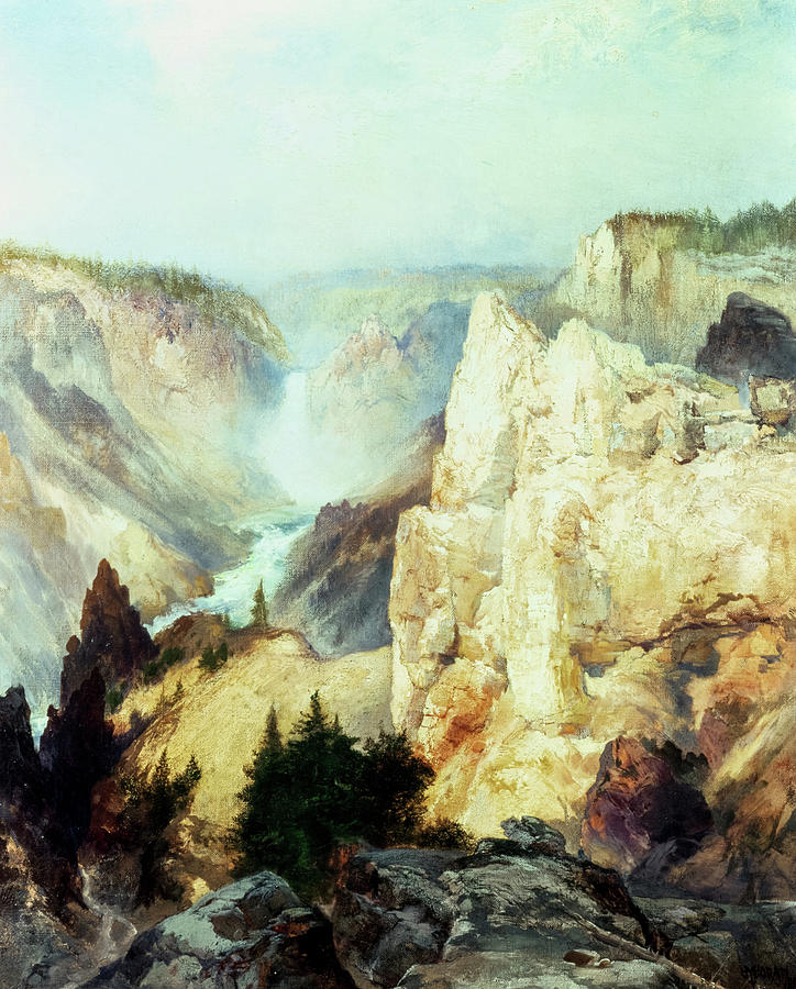 Grand Canyon of the Yellowstone Park, 1912 Painting by Thomas Moran ...