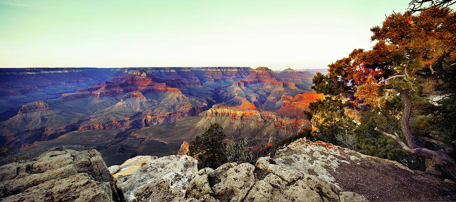 Grand Canyon Panorama At Sunset by Costint