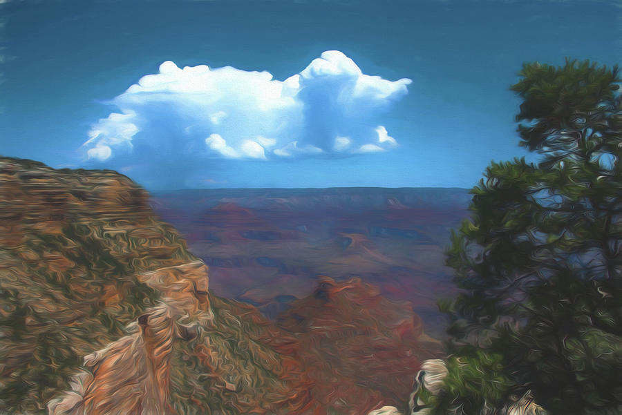 Grand Canyon rain cloud Digital Art by Alan Goldberg