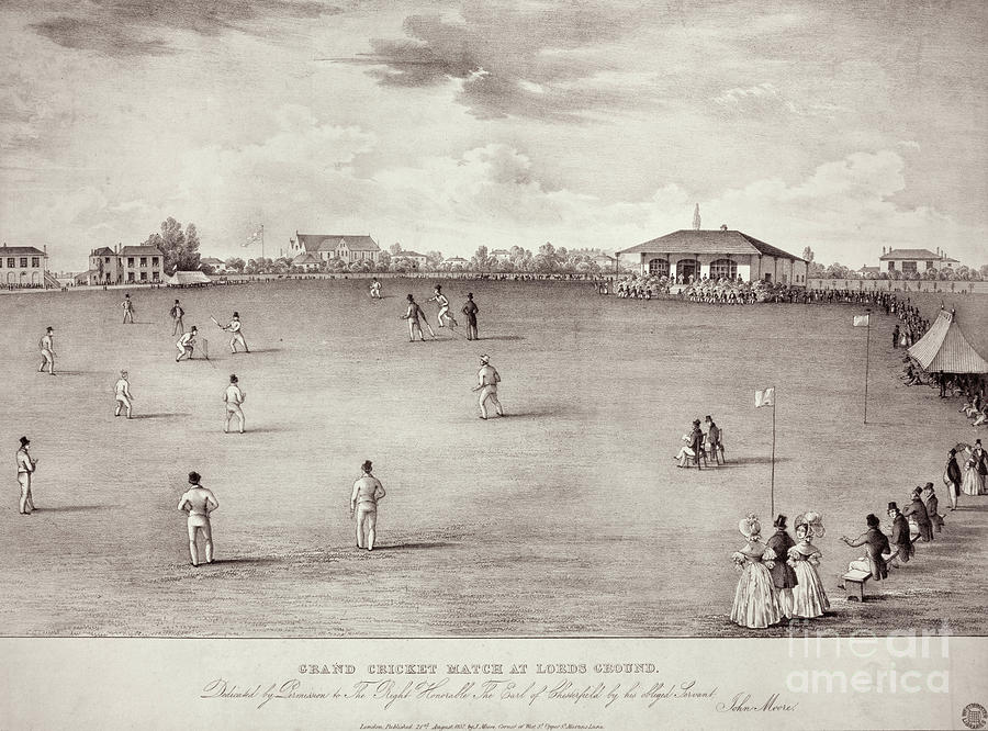Grand Cricket Match At Lords, Etching By J Moore, 1837 Drawing by J Moore