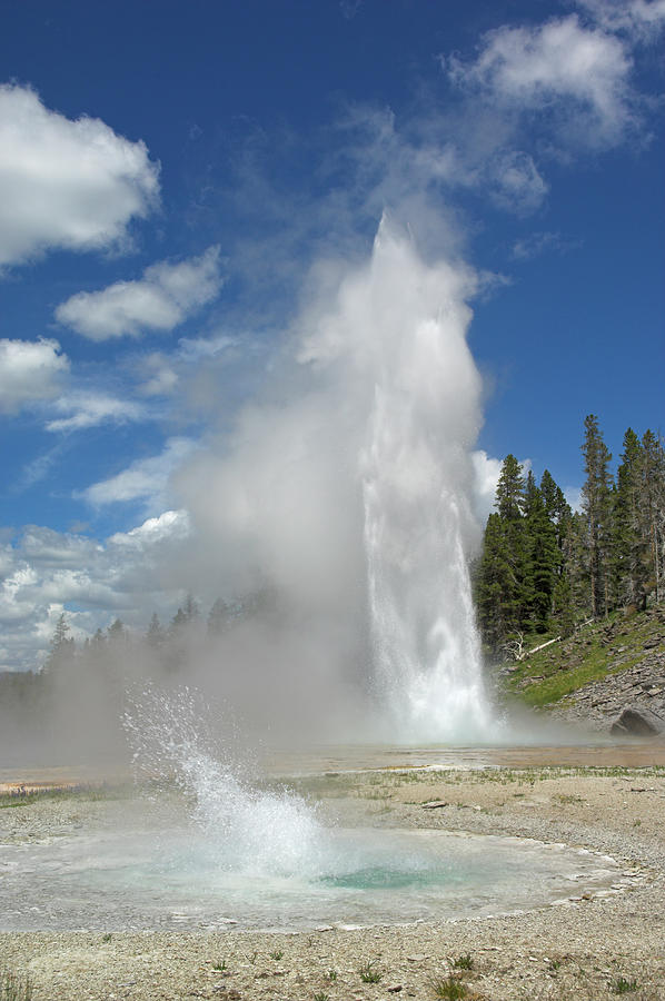 Grand Geyser Erupting, Upper Geyser by Neale Clark / Robertharding