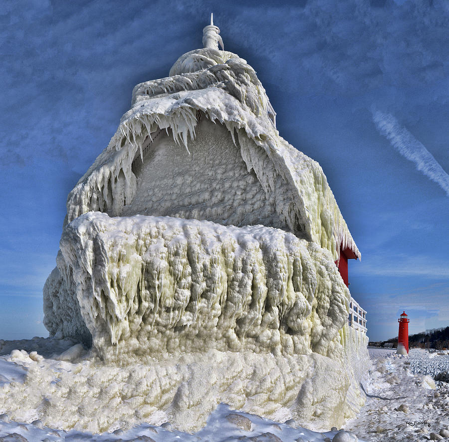 Grand Haven Frozen Lighthouse Hdr Photograph by Ken Figurski