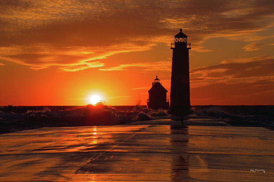 Grand Haven Lighthouse Silhouette Photograph by Ken Figurski