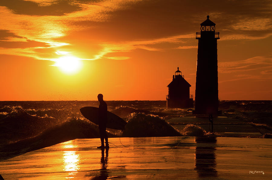 Grand Haven Michigan Surfer Photograph by Ken Figurski