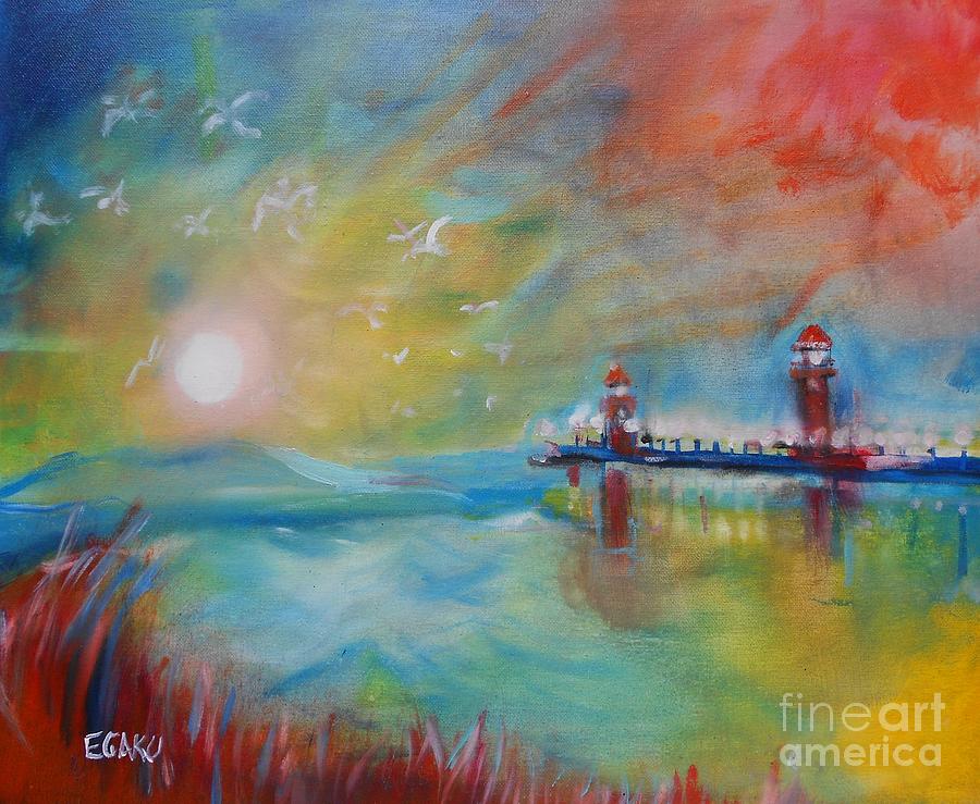 Light House Painting - Grand Haven The Home In My Dreams by James Egaku
