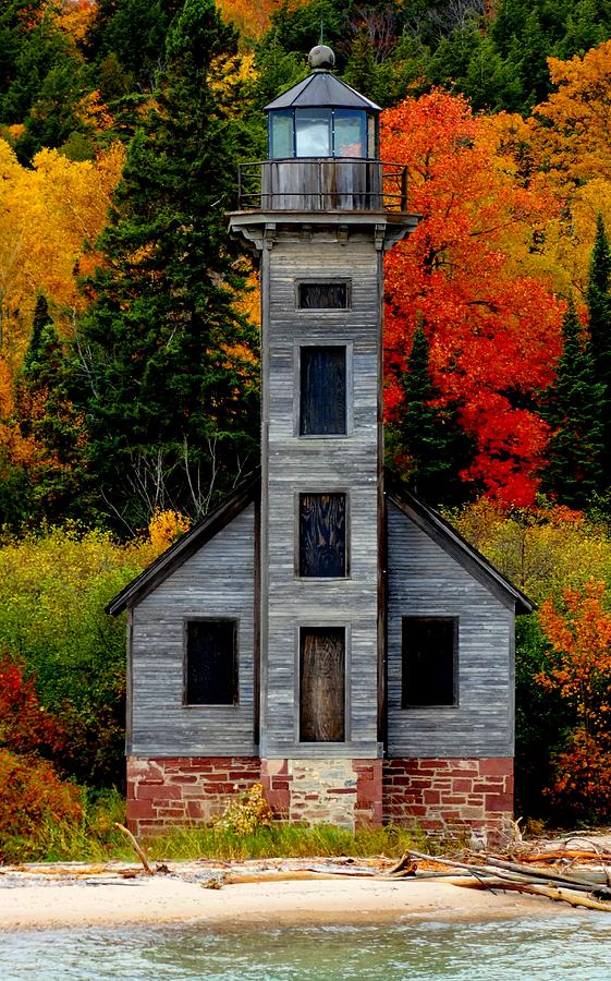 Grand Island East Channel Lighthouse in Fall Photograph by Shawn Eliza ...