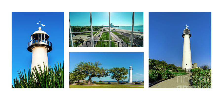 Grand Old Lighthouse Biloxi MS Collage A1a Photograph by Ricardos Creations