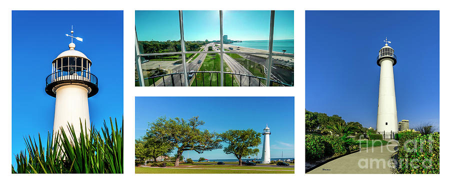Grand Old Lighthouse Biloxi MS Collage A1b Photograph by Ricardos Creations