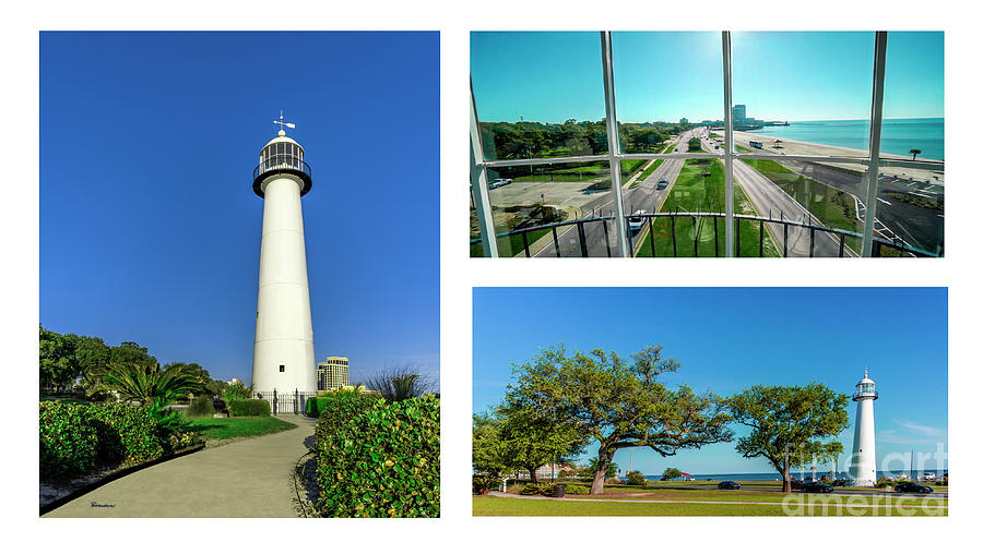Grand Old Lighthouse Biloxi MS Collage A1d Photograph by Ricardos Creations
