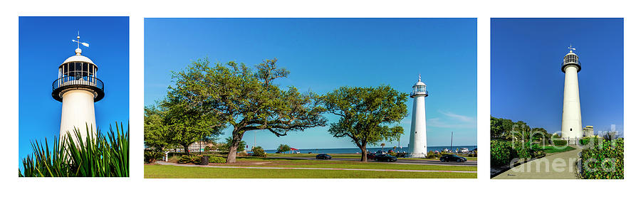 Grand Old Lighthouse Biloxi MS Collage A1e Photograph by Ricardos Creations