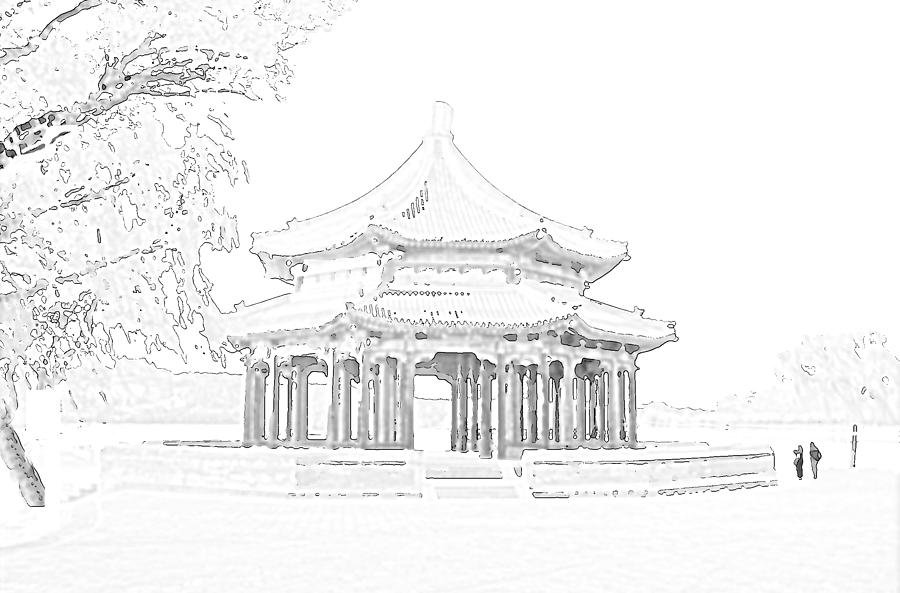 Grand Pavilion Mixed Media - Grand Pavilion sketch, Beijing, China by Steve Clarke Grand Pavilion Mixed Media - Grand Pavilion sketch, Beijing, China by Steve Clarke