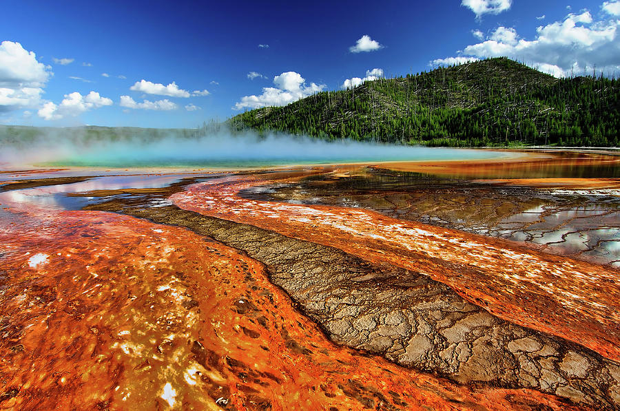 Grand Prismatic Spring And Mountain Photograph by Noppawat Tom Charoensinphon