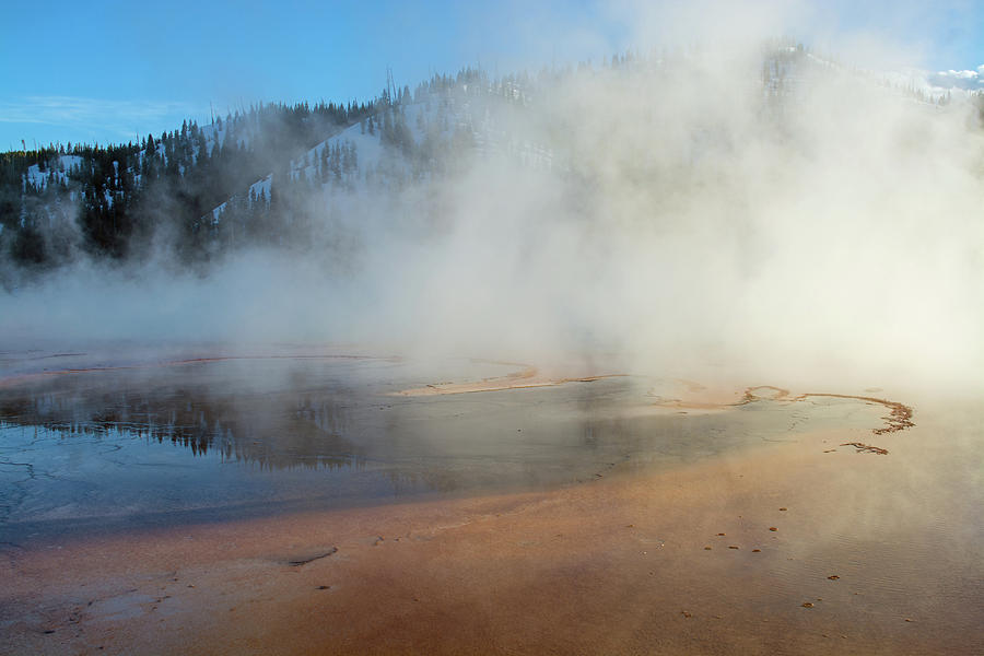 Grand Prismatic Spring Sunset in Yellowstone Photograph by Bruce Gourley