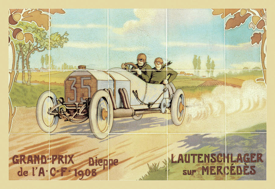 Grand-Prix Dieppe de lA.C.F. 1908 Painting by Unknown
