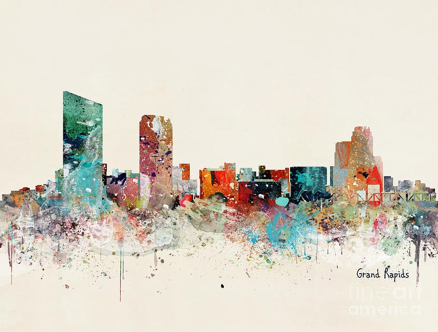 Grand Rapids Skyline Painting by Bri Buckley