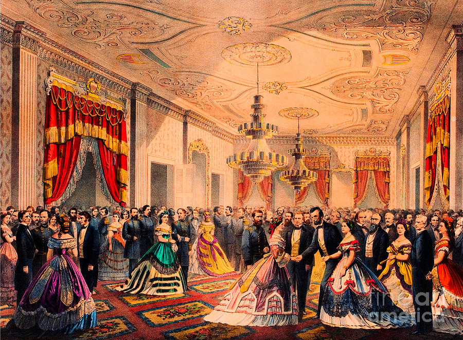 Grand Reception of the Notables of the Nation at the White House Abraham Lincoln 1865 Painting by Peter Ogden