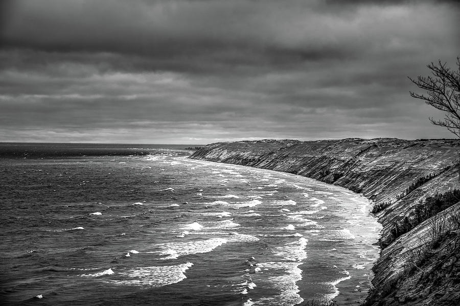 Grand Sable Dunes In Black And White Photograph