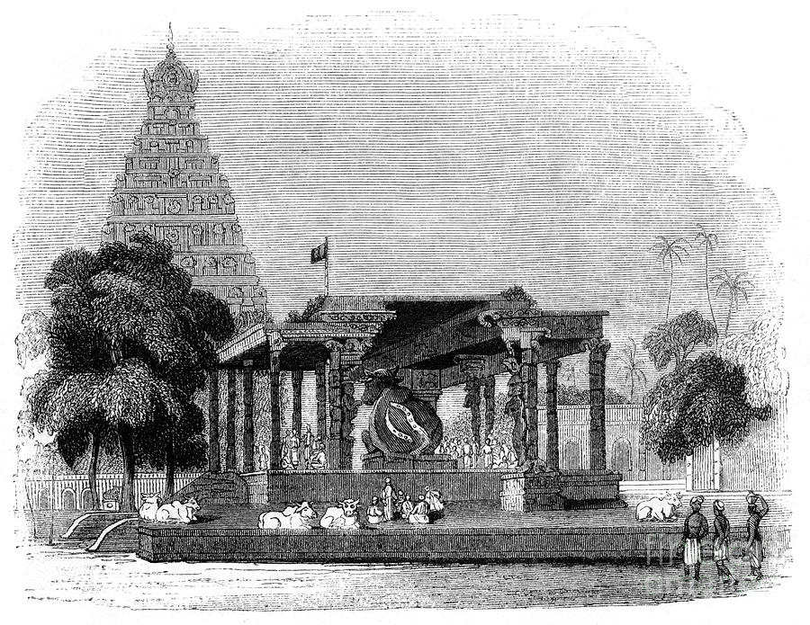 Grand Temple Of The Bull, Tanjore Drawing by Print Collector