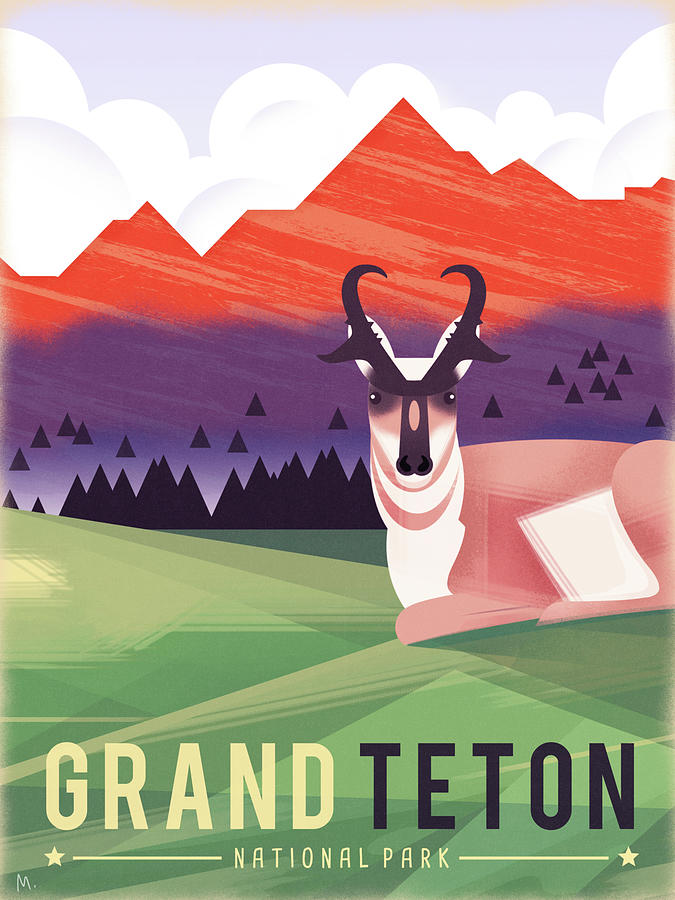 National Parks Digital Art - Grand Teton by Martin Wickstrom