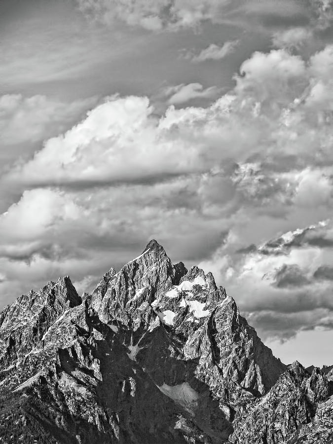 Grand Teton Mountain Wyoming Black and White Photograph by Jennie Marie Schell