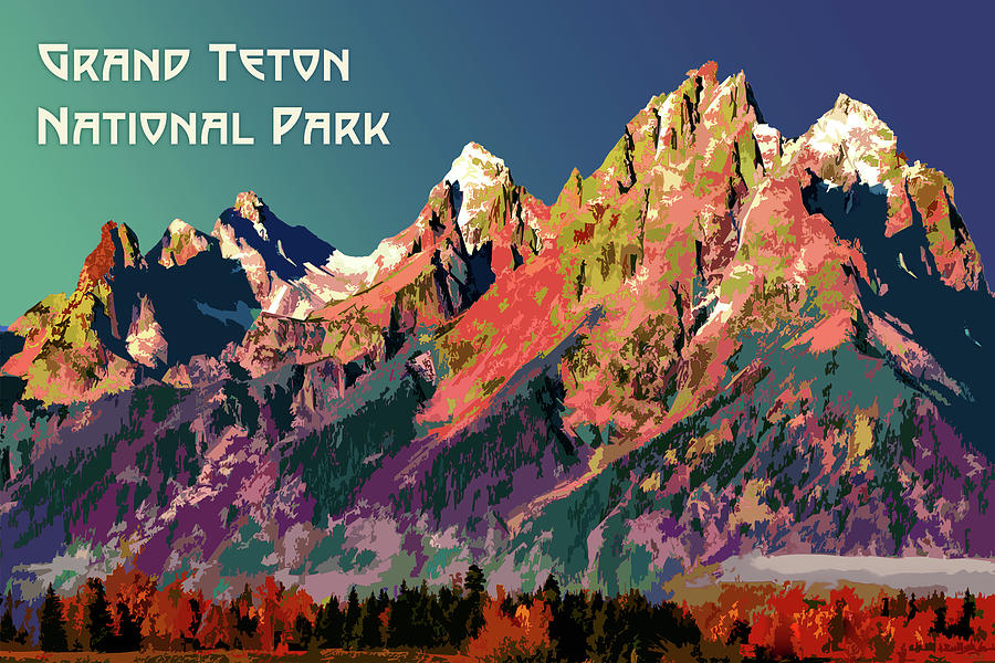 Grand Teton National Park Digital Art by Chuck Mountain