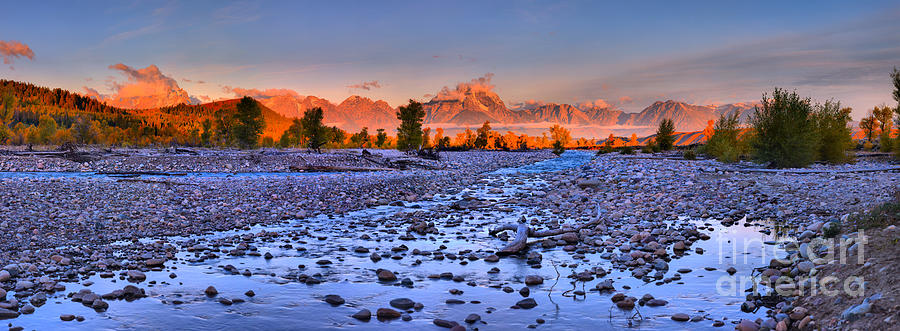 Grand Teton Spread Creek Sunrise Panorama Photograph by Adam Jewell