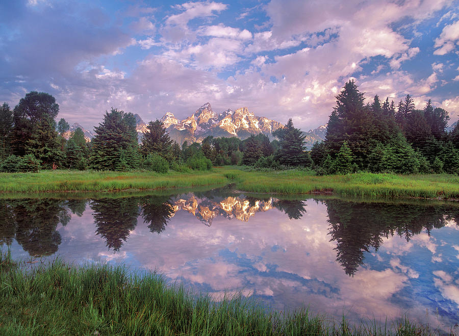 Grand Tetons Reflected In Lake, Grand Teton National Park, Wyoming Photograph by Tim Fitzharris