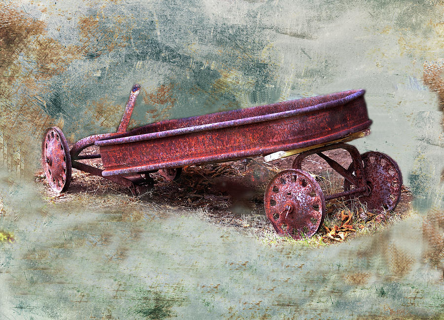 Granddadddys Little Red Wagon Digital Art by Linda Cox